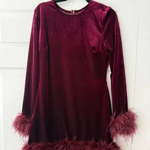 House of CB Burgundy Long Sleeve Dress